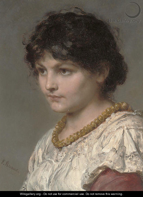 A girl in an amber necklace - Ludwig Knaus