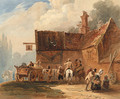 Figures and a waggon outside the Bell Inn - Luke Clennell