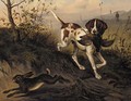 A gun dog with a pheasant chasing a hare - Luigi Vesco