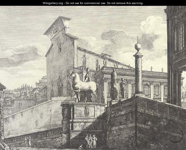 Veduta di fianco del Campidoglio di Roma - Luigi Rossini