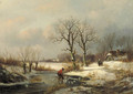 A winter landscape with a figure near a hole in ice - Louis Sierich