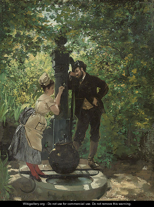 A rendezvous at the well - Louis Robert Carrier-Belleuse