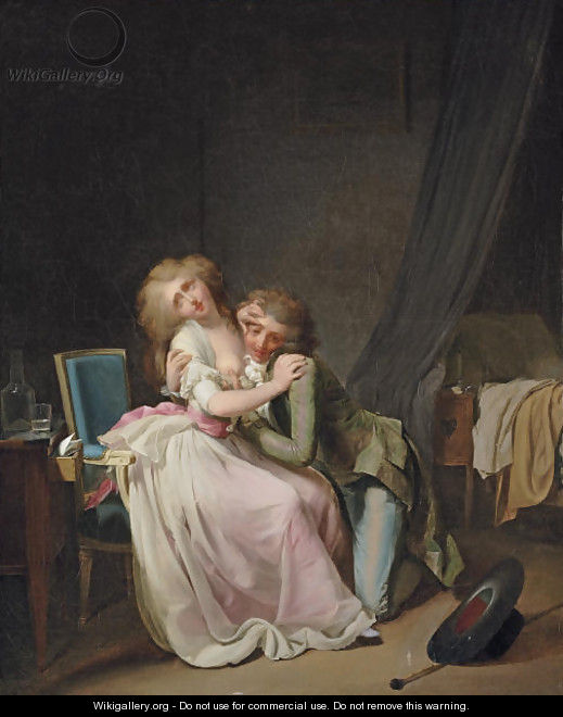 La Lutte galante (or aja ira) An amorous couple in an interior - Louis Léopold Boilly