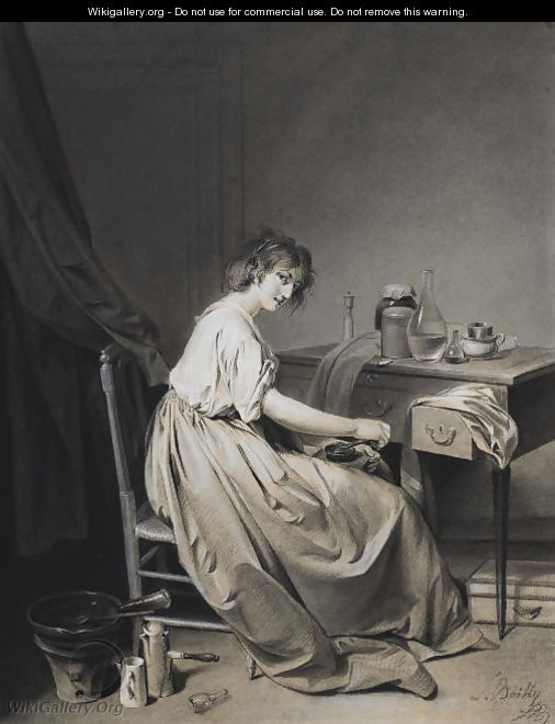 A young woman grinding coffee - Louis Léopold Boilly