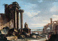 A capriccio of classical ruins with figures conversing in the foreground - Gustave Moreau
