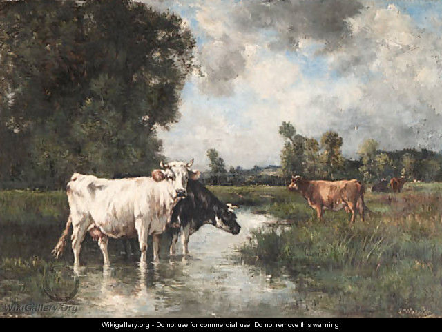 Cows watering - Louis-Francois-Victor Wateline
