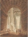 The colonnade of the piazza of Saint Peter's, Rome, with the obelisk seen through an arch - Louis-Nicolas Louis (Victor Louis)