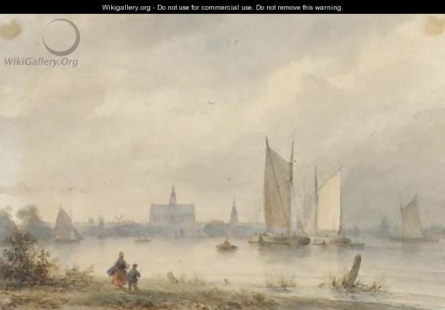 View of Haarlem across the Spaarne with the St. Bavo church in the distance - Lodewijk Johannes Kleijn