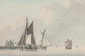 Dutch coastal vessels in a calm - Lodewijk Gillis Haccou