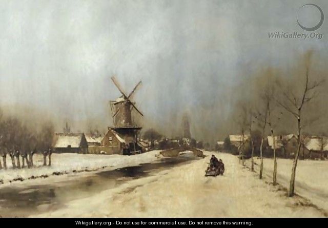 A view of the outskirts of Delft in winter - Louis Apol