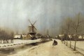 A view of the outskirts of Delft in winter - Louis Apol