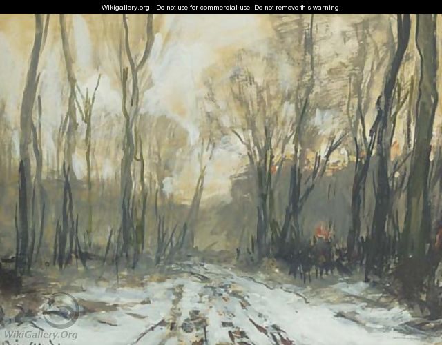 A forest path in winter - Louis Apol