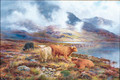 Highland Cattle by a Loch 2 - Louis Bosworth Hurt