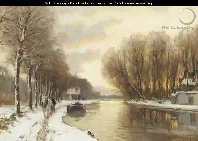 Sunset over a river in winter - Louis Apol