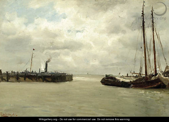 Shipping in a harbour - Louis Apol