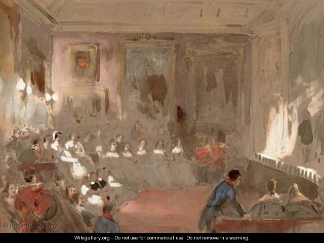 A theatrical performance in the Rubens Room, Windsor Castle - Louis Haghe