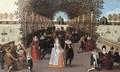 Elegant figures walking in a garden - Louis De Caullery