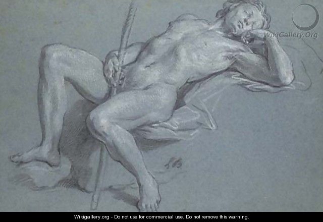 A reclining nude holding a staff - Louis the Younger Boullogne