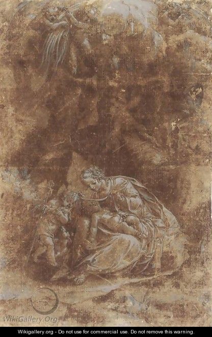 The Madonna and Child with the Infant Baptist in a landscape - Lelio Orsi