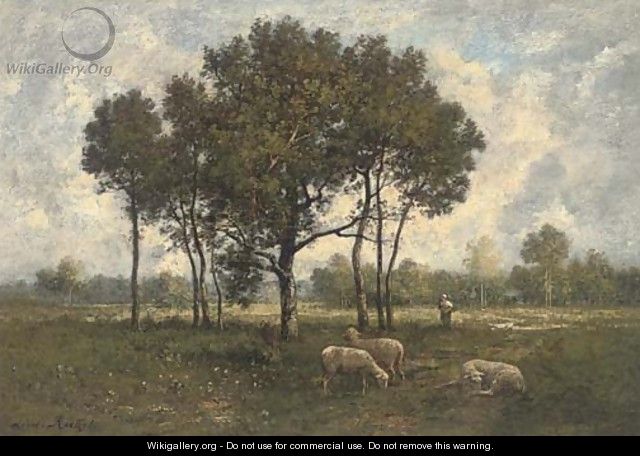 A shepherd and his flock - Leon Richet