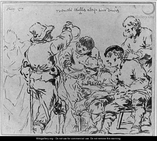 A Group of drinking and smoking Cripples - Leonaert Bramer