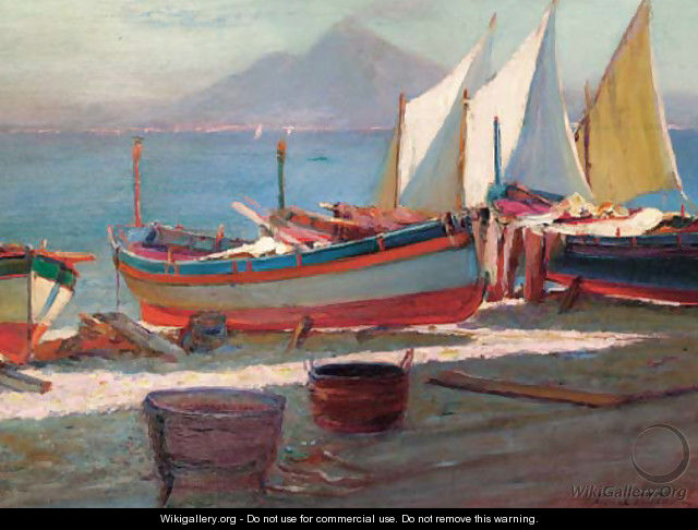 Boats near the Bay of Naples - Lionel Walden