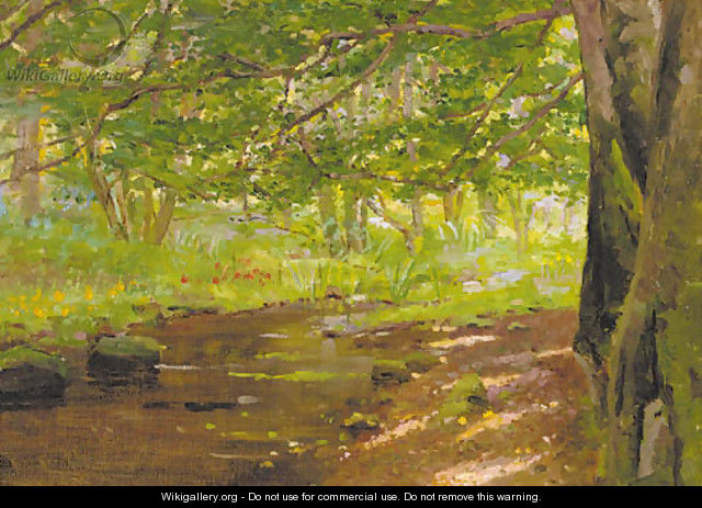 A sunlit woodland stream - (attr. to) Lamont, Thomas Reynolds