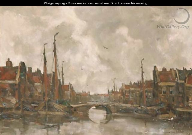 View of a Dutch harbour - Kees Van Waning