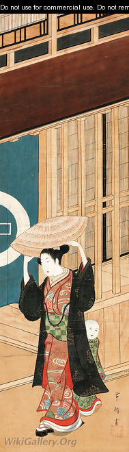 Male prostitute in front of a kagema teahouse - Kawamata Tsuneyuki