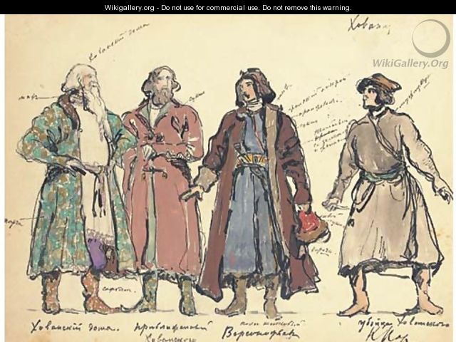 A group of costume designs for Khovanshchina Khovanskii - Konstantin Alexeievitch Korovin