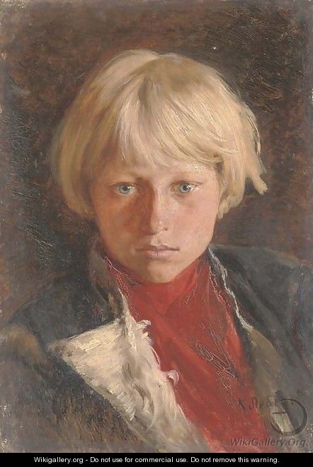 Portrait of young boy with blond hair - Klavdiy Vasilievich Lebedev