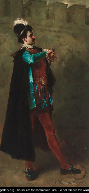A Cavalier drawing his sword - Ladislaus Bakalowicz