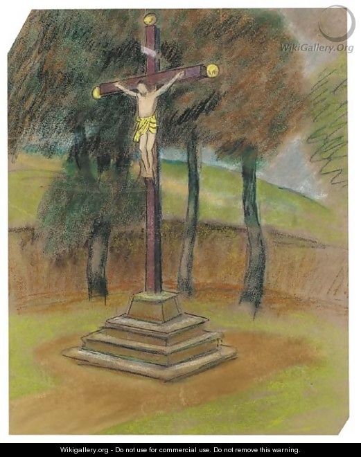 Brittany - the Cross by the Roadside - Kuzma Sergeevich Petrov-Vodkin