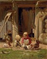 Children with Chickens - Konstantin Apollonovich Savitskii