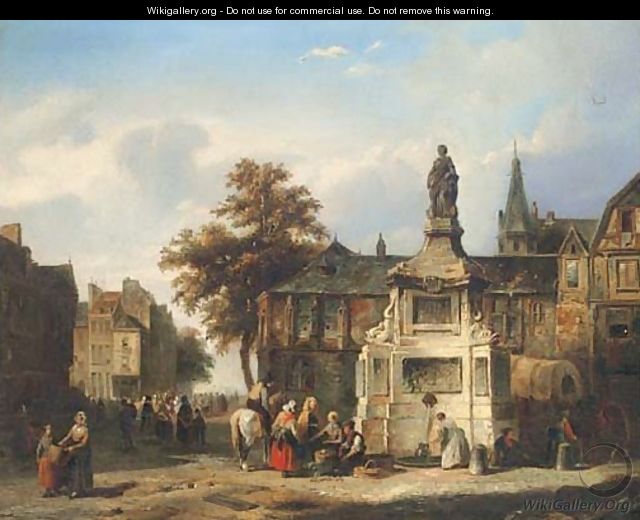 A meeting in a Continental town square - Laurent Herman Redig