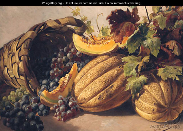 Melons And Grapes With A Basket - Landislaus Eugen Petrovits