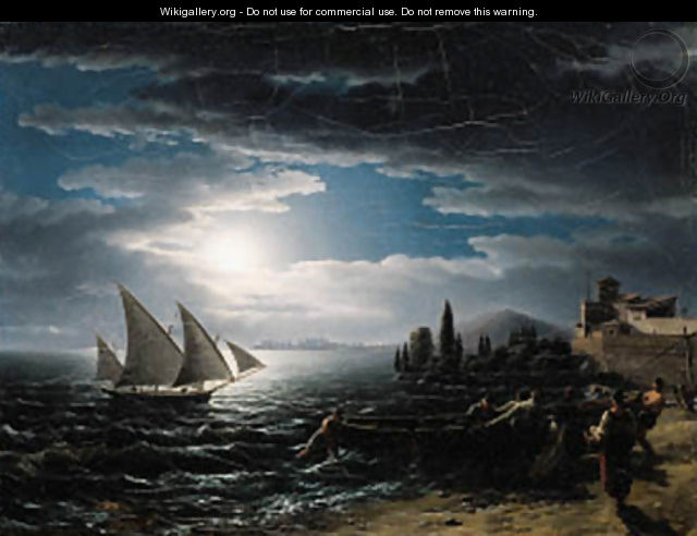 Fishermen returning at sunset - Lancelot Theodore Turpin de Crisse