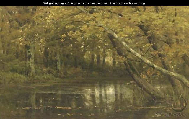 A forest in autumn - Julius Jacobus Van De Sande Bakhuyzen