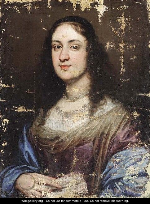 Portrait of a lady, half-length, in a violet and blue dress - Justus Sustermans