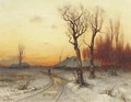 Winter snowcovered farms at dusk - Iulii Iul'evich (Julius) Klever