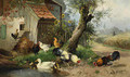 Roosters, Hens and Ducks on the Farm - Julius Scheuerer