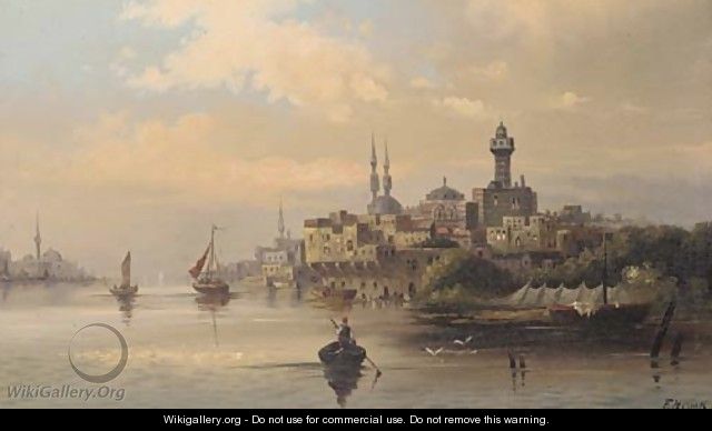 Trading vessels on the Bosphorous at dusk, Istanbul - Karl Kaufmann