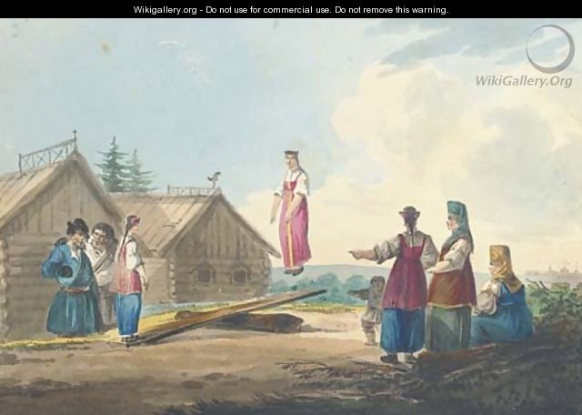 Peasant girls playing on a see-saw - Carl Ivanovitch Kollmann