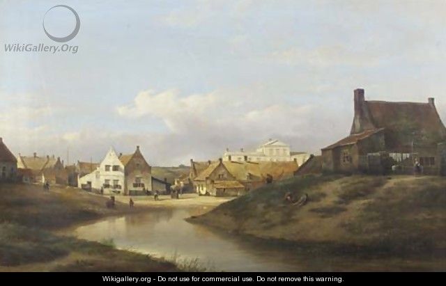 A view of Katwijk village with the Groot Badhotel in the background - Kasparus Karsen