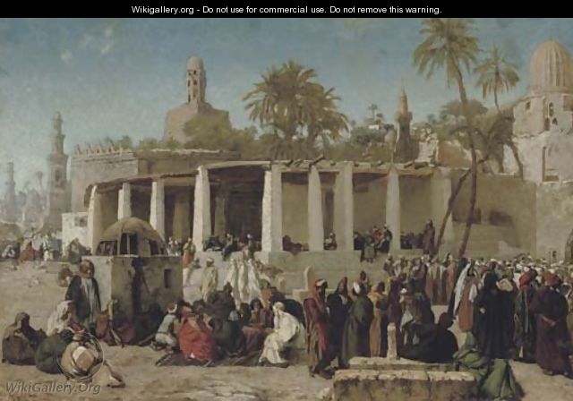 Crowds Gathering before the Tombs of the Caliphs, Cairo - Karl Wilhelm Gentz