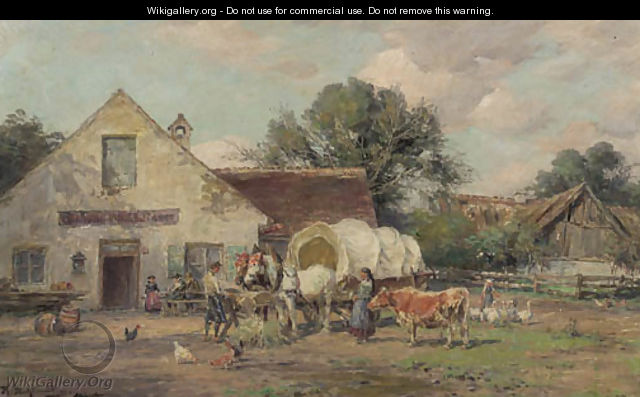 Horses resting by a tavern - Karl Stuhlmuller