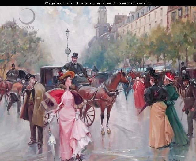 A bustling Parisian boulevard - Joan Roig Soler