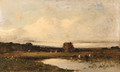 Cows and peasants by a river - Jules Dupre