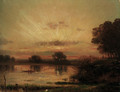 A river landscape at dusk - Jules Dupre