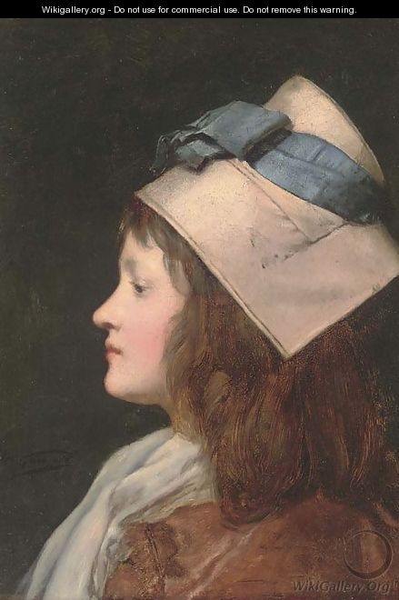 Portrait of a young girl, in profile - Jules Adolphe Goupil